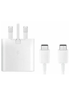 Buy 3-Pin Super Fast Charging 25W Power Adapter Charger With Type-C Cable White in Saudi Arabia