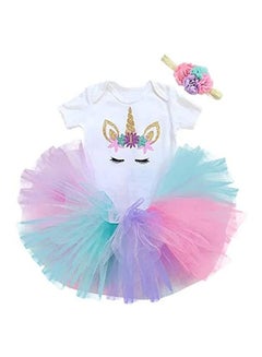 Buy First Birthday Party Baby Girl Dress Multicolor in UAE