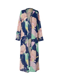 Buy Floral Printed Long Sleeve Kimono Multicolour in UAE