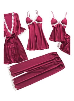 Buy 5-Piece Sleepwear Set Red in Saudi Arabia