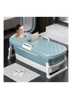 Buy Folding Massage/ Steam Soaking Dual Purpose Bathtub Blue 120x63x23cm in UAE