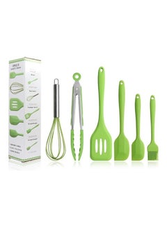 Buy 6 In 1 Silicone Kitchenware Slotted Spatula Set Green 30x8x8cm in UAE