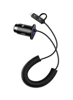 Buy USB Port 4.8A Spring Cable Car Charger Black in UAE