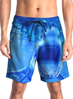 Buy Hawaiian 3D Printed Summer Beach Shorts Blue in Saudi Arabia