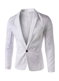 Buy Solid Pattern Casual Blazer White in Saudi Arabia