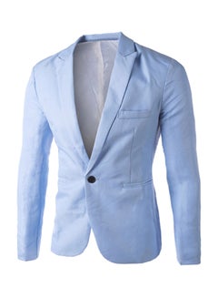 Buy Solid Pattern Casual Blazer Sky Blue in Saudi Arabia