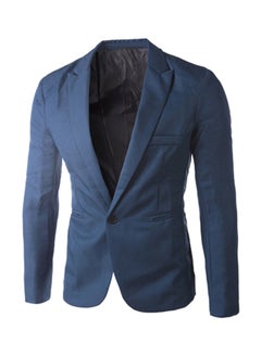 Buy Solid Pattern Casual Blazer Sapphire Blue in Saudi Arabia