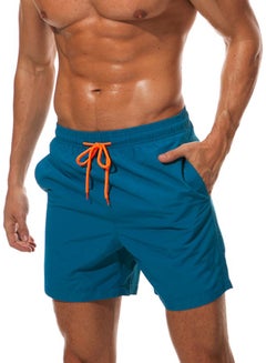 Buy Solid Beach Shorts Peacock Blue in Saudi Arabia