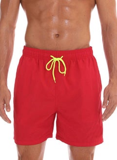 Buy Solid Beach Shorts Red in Saudi Arabia