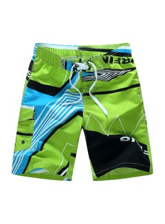Buy Printed Beach Shorts Green/Black in Saudi Arabia