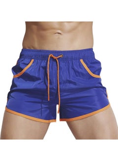 Buy Solid Drawstring Swimming Shorts Blue/Orange in Saudi Arabia