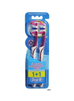 Buy Complete 5 Way Clean Medium Manual Toothbrush 2 Count Multicolour 40 Medium in UAE