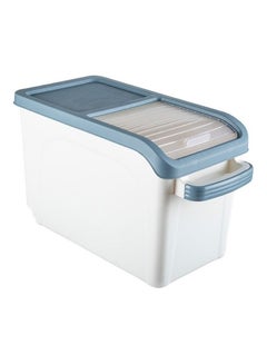 Buy Rice Storage Box With Pulley Blue/White/Clear 46 x 25cm in Saudi Arabia