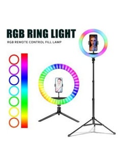 Buy RGB Selfie Colorful Ring Light With Tripod Black in Egypt