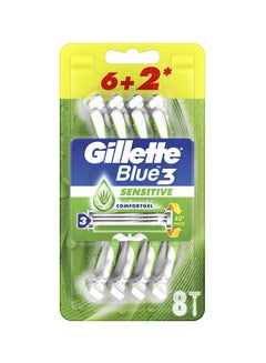 Buy Blue3 Sensitive Disposable Razors 8Pieces Multicolor in Egypt