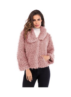 Buy Lambs Wool Short Warm  Jacket Pink in UAE