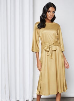 اشتري فستان أساسي برباط أمامي ذهبي في مصر