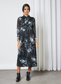 Buy High Neck Floral Maxi Black in Egypt