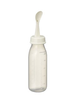 Buy Weaning Bottle With Spoon, 240 mL - Clear/White in UAE