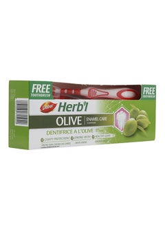 Buy Herb'l Olive Toothpaste With Bamboo Toothbrush 150grams in UAE