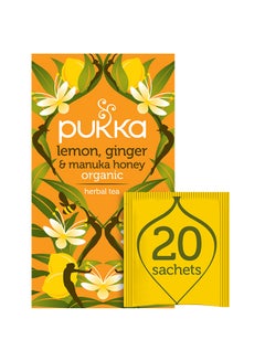 Buy Lemon, Ginger And Manuka Honey, Organic Herbal Tea Bags, 20 Teabags in UAE