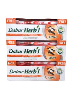 Buy 3-Piece Toothpaste Set With Toothbrush Clove in Saudi Arabia