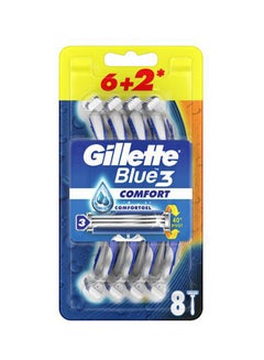 Buy 8-Piece Blue3 Comfort Razor Set Blue/Silver in Saudi Arabia