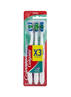 Buy 3-Piece 360 Whole Mouth Clean Toothbrush Set White/Green/Blue in Saudi Arabia