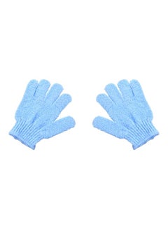 Buy 2-Piece Shower Exfoliating Gloves Set Blue 2x19x13cm in Egypt