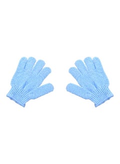 Buy 2-Piece Shower Exfoliating Gloves Set Blue 2x19x13cm in UAE