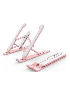Buy Height Adjustable Laptop Stand Pink/White in UAE