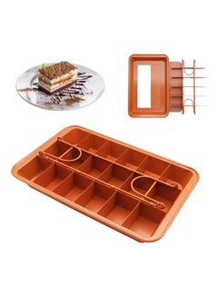 Buy Brownie Pan With Dividers Non-stick Divided Brownie Pan With Removable Loose Bottom Baking Mold Pastry Baking Tool Copper 32*5.3*20.7cm in Saudi Arabia