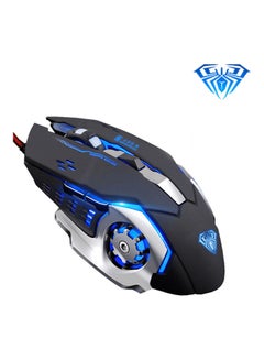 Buy Professional LED Macro Gaming Pro Wired Optical Mice Black/Silver in UAE