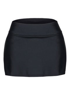 Buy Skirted Bikini Bottom Shorts Elastic Waist Swimsuit Beachwear Black in UAE