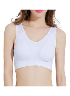 Buy Padded Wireless Sport Yoga Sleep Bra Cropped Vest White in Saudi Arabia