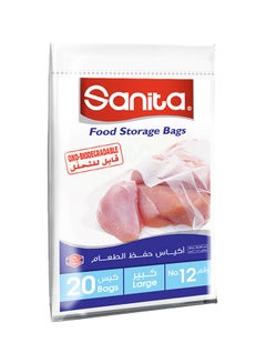 Buy Food Storage Bags Biodegradable No12 20 Bags Large Clear 45x30cm in UAE