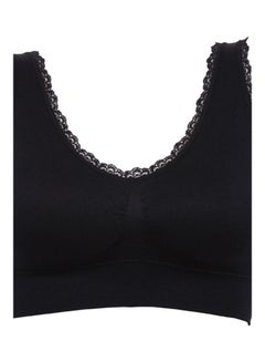 Buy Breathable Lace Padded Wireless Sport Yoga Push-up Bra Vest Underwear Black in UAE