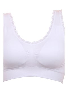 Buy Breathable Lace Padded Wireless Sport Yoga Push-up Bra Vest Underwear White in UAE