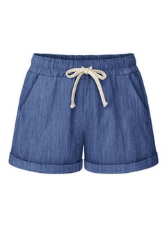 Buy Plus Size Casual Drawstring Shorts Denim Blue in UAE