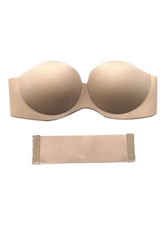 Buy Solid Non Padded Bra With Invisible Strap Beige in Saudi Arabia