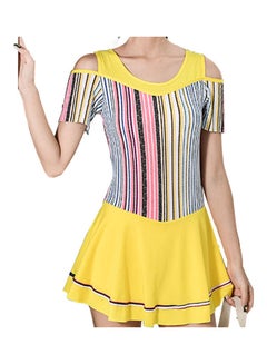 Buy Fashion Stripes Printing Dress Briefs Swimwear yellow in UAE