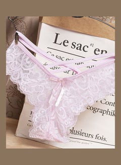 Buy G-string Lace Floral Thin Cross Ribbon Underwear Erotic Briefs Panties Pink in Saudi Arabia