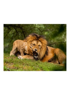 Buy Lion Vinyl Self Adhesive Wall Sticker Green/Brown 160 x 120cm in Egypt