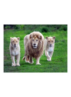 Buy Lions Themed Vinyl Self Adhesive Wall Sticker Green/Brown 160x120cm in Egypt