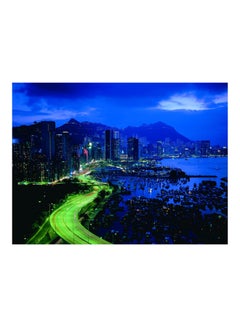 اشتري ملصق جداري ذاتي اللصق من الفينيل بصورة لمدينة هونغ كونغ أزرق/أسود/أخضر 160x120سم في مصر