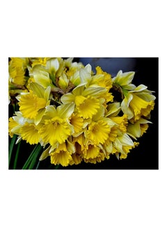 Buy Daffodils Printed Self-Adhesive Wall Sticker Yellow/Black/Green 160x120cm in Egypt