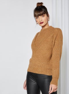 Buy Knitted Long Sleeve Pullover Sepia Tint in UAE