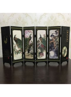 Buy Wooden 6-Panel Peacock Folding Screen Multicolour 20 x 10 x 20cm in UAE