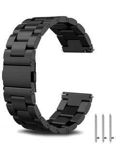 اشتري Stainless Steel Smartwatch Strap Band With Double Button Butterfly Closure For Samsung Gear S3 Frontier/Galaxy Watch 46mm/Classic Watch Band 22mm Black في السعودية