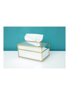 Buy Luxury Glass Mirror Tissue Box White 19.5x11x12cm in UAE